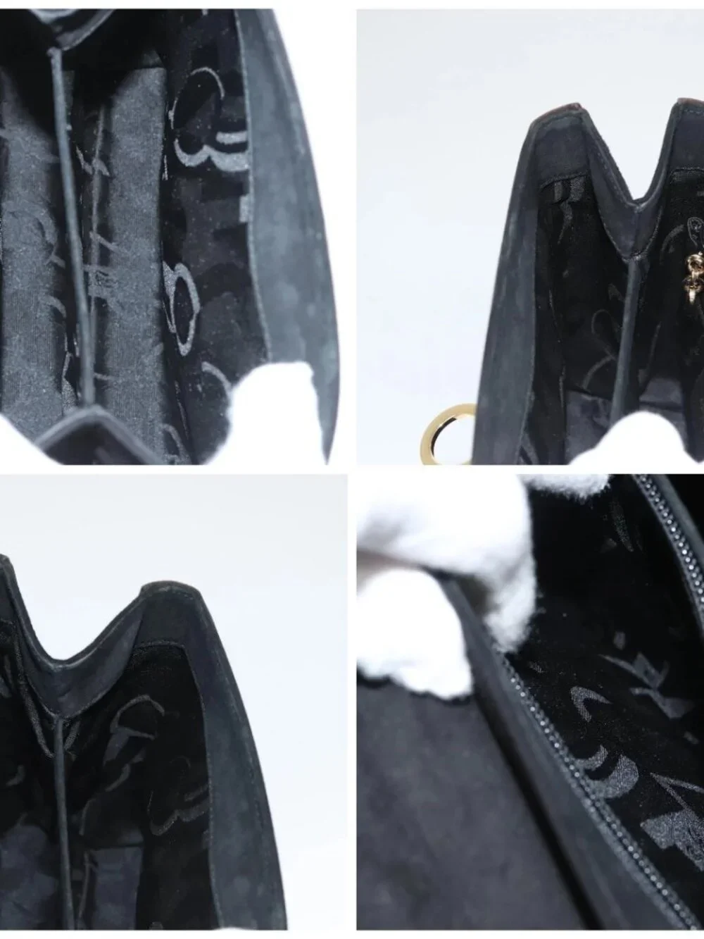 Salvatore Ferragamo Gancini Hand Bag Suede 2way Black Gold Auth BA2414 - Picture 16 of 16